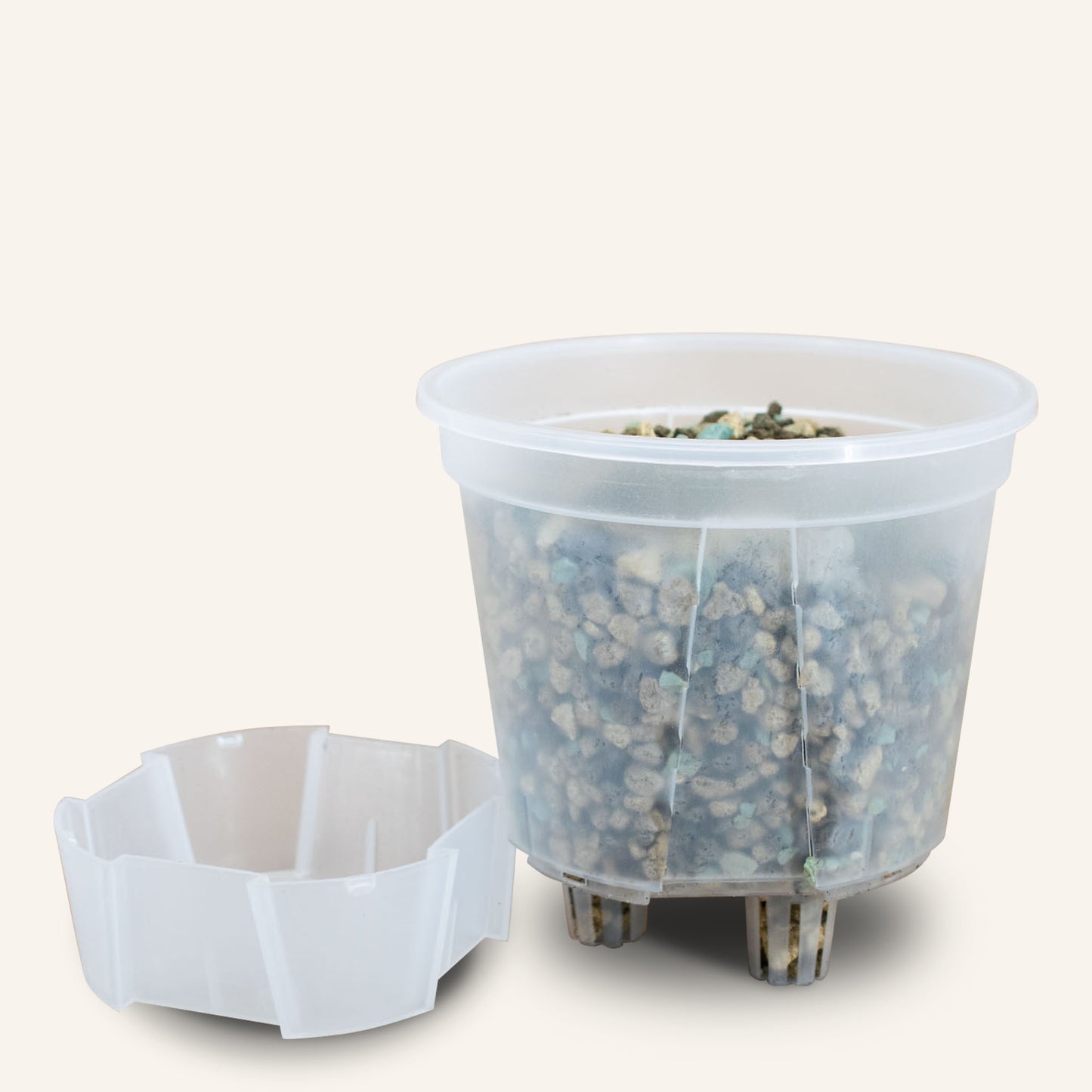 Vasos com sistema de auto-regagem transparentes